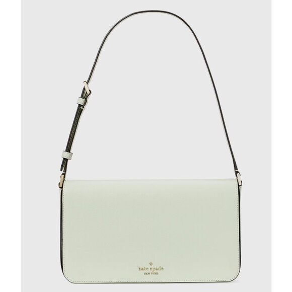 New Kate Spade Staci Flap Shoulder Bag Saffiano Leather Light Olive - Picture 1 of 5